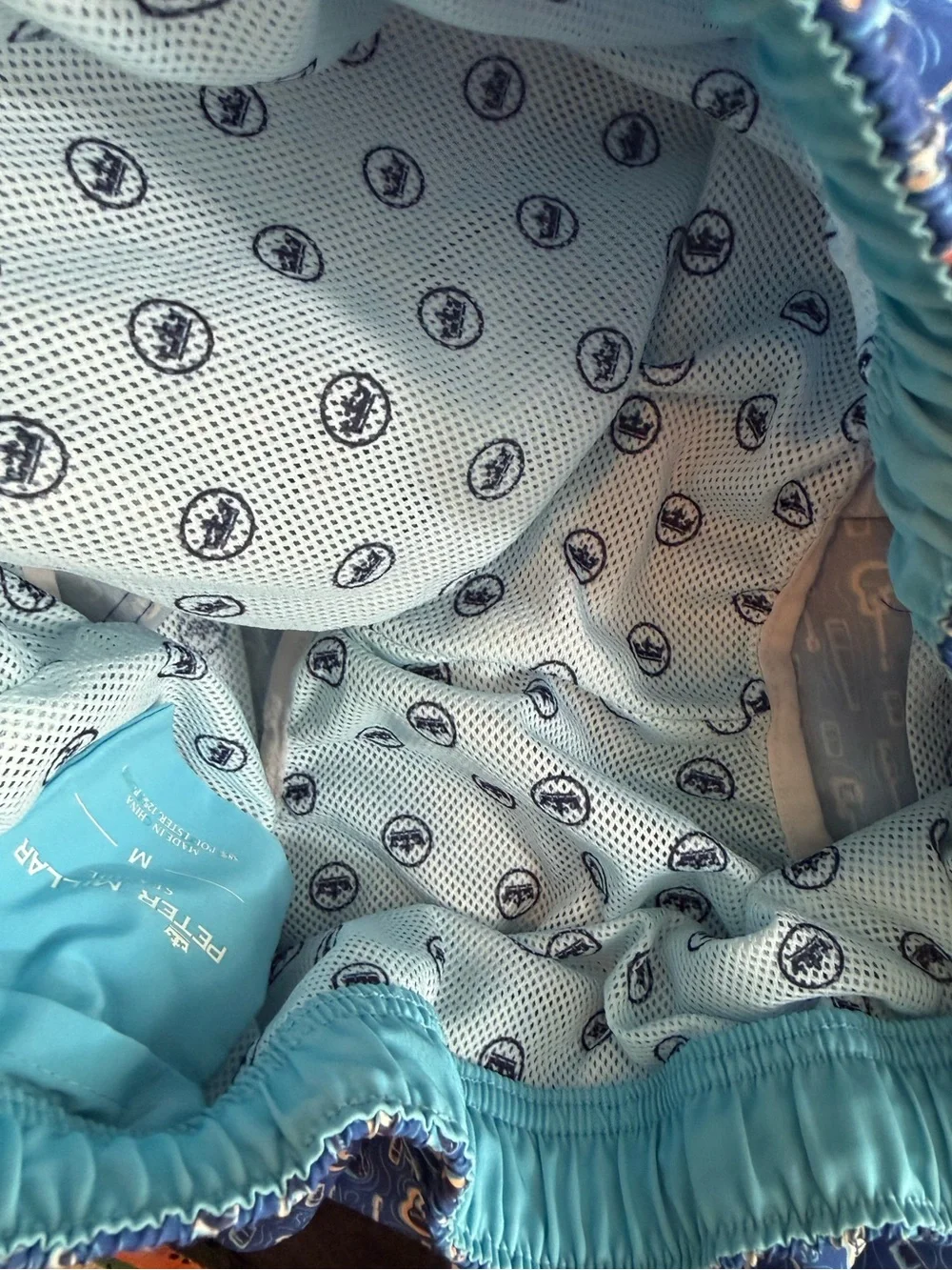Men's Peter Millar Seaside Swim Trunks Shorts Blue Guitars M